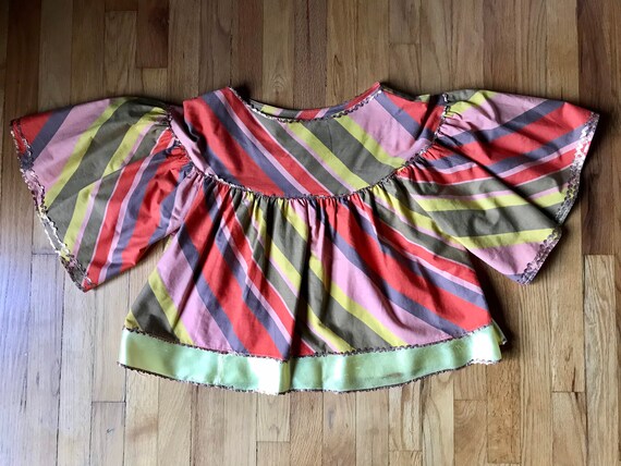 Vtg 60s 70s Striped Bell Sleeve Top - image 9