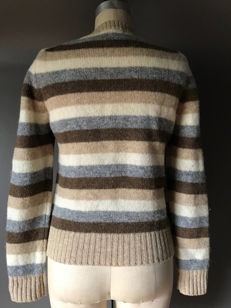 Vtg Braemar Earth Tone Striped Sweater / Scottish Shetland Wool image 7