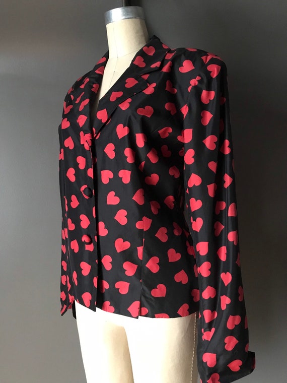 Vtg 90s Silk Hearts Blazer Jacket / The Limited D… - image 3