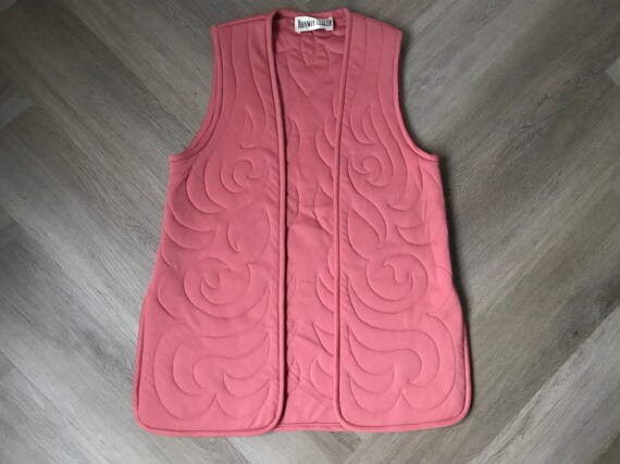 Vtg Bonwit Teller Quilted Vest / Rose - image 9