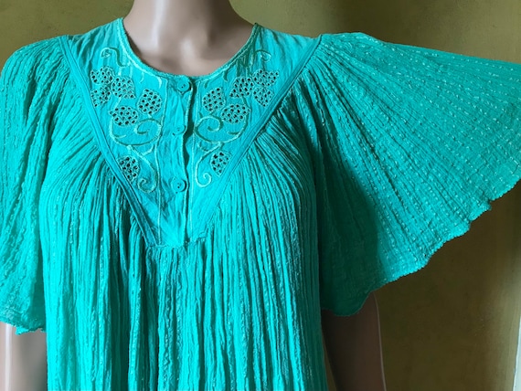 Vtg 70s 80s Cotton Gauze Dress / Grecian Sun Dres… - image 1