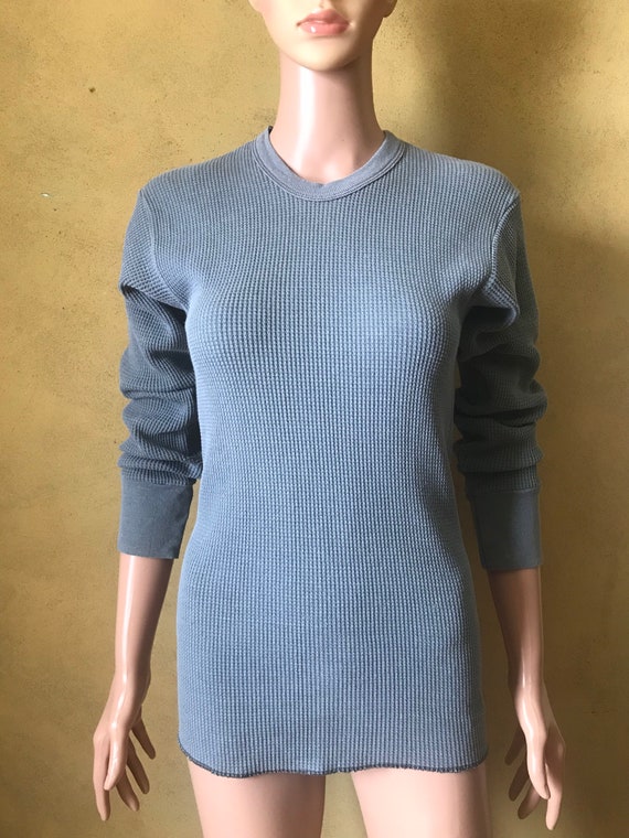 Vtg 80s Handtex Waffle Knit Thermal Shirt - image 2