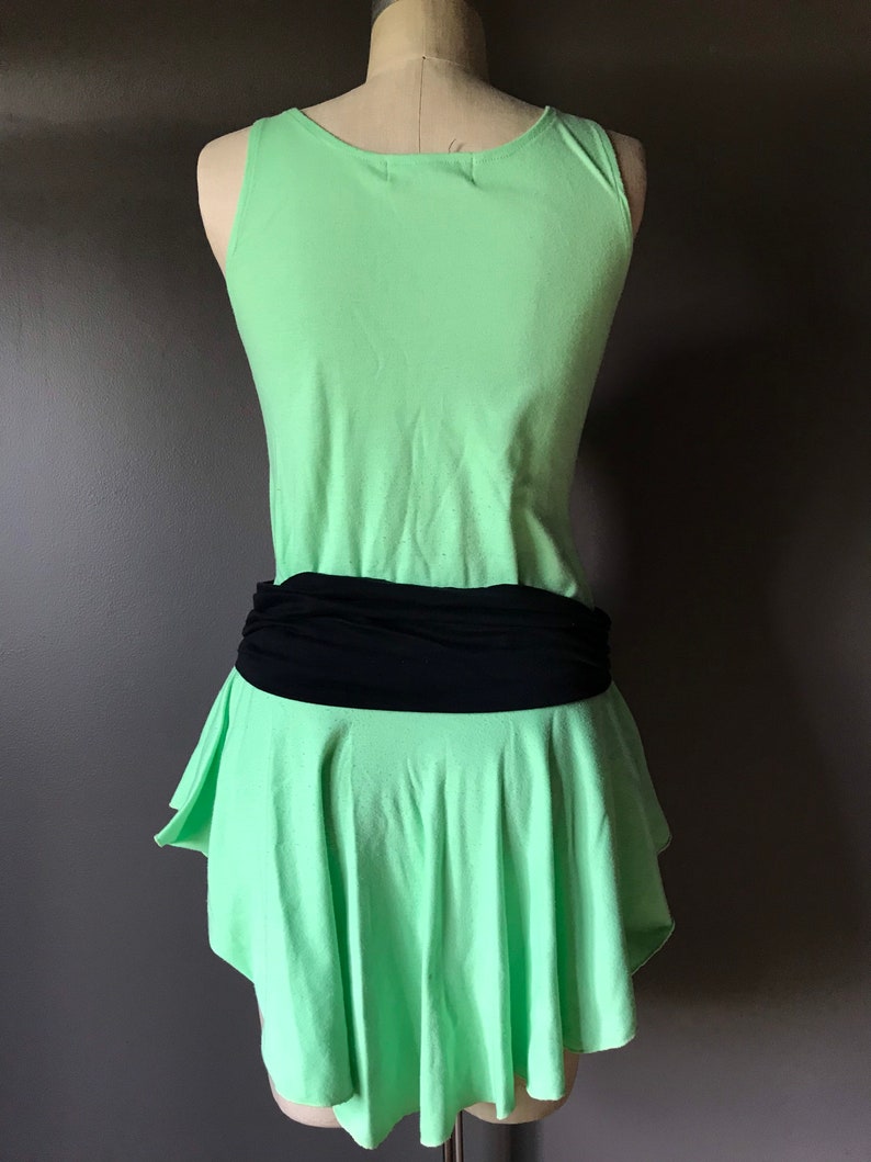 Vtg 80s Rounded Hem Skater Dress / Lets Get Physical / Neon Green / AMilano image 5