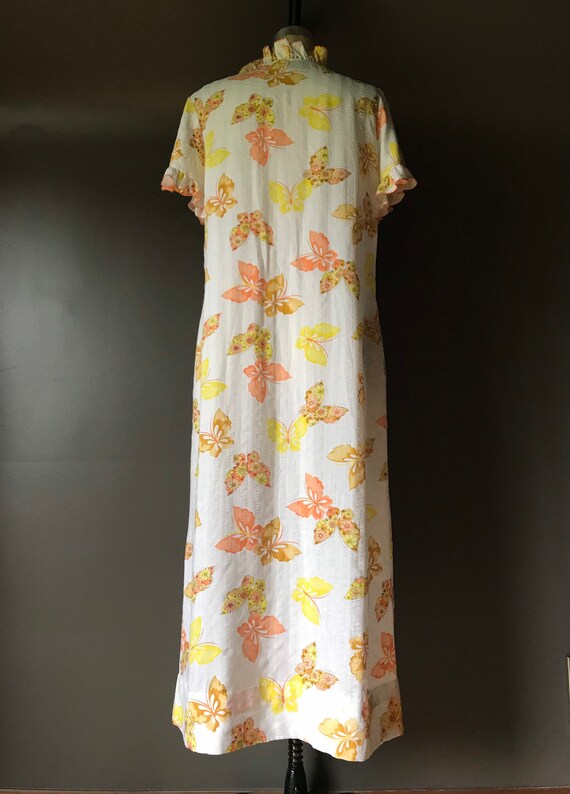 Robe Vintage Années 70 - Imprimé Papillons - Taille 36/38 - Vraiment Vintage - Occasion Très Bon État