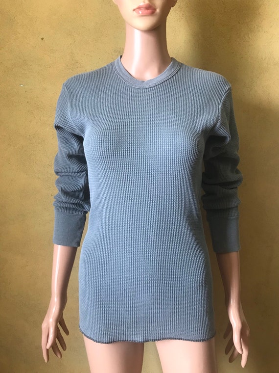 Vtg 80s Handtex Waffle Knit Thermal Shirt - image 7