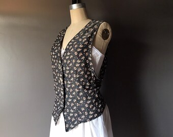 Vtg 90s Gantos Floral Tie Back Vest