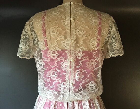 Vtg 70s Lace Overlay Dress - image 6