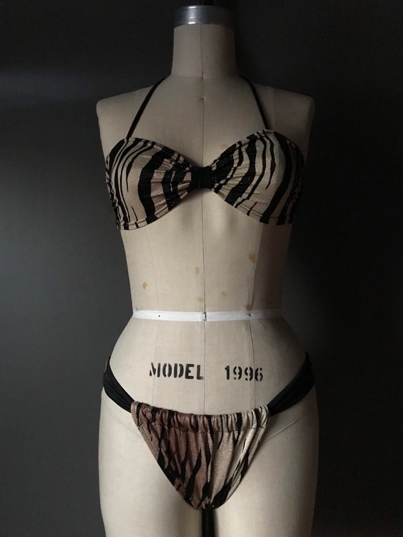 Vtg 80s Exotic Bikini Bathing Suit / Tiki Pinup - image 3