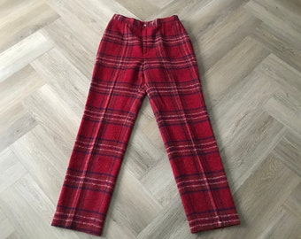 Vintage Wool Plaid High Waisted Trousers