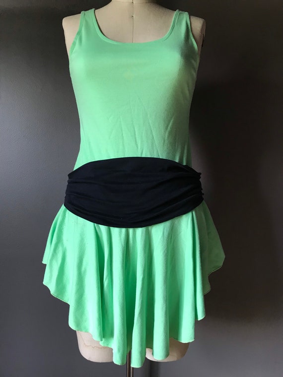 Vtg 80s Rounded Hem Skater Dress / Let’s Get Phys… - image 3