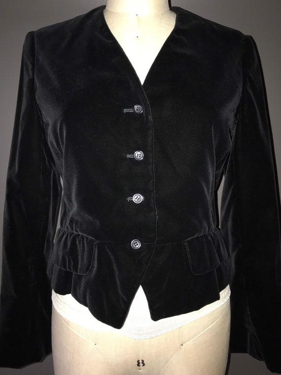Vtg 80s 90s Bill Blass Skirt Suit Set / Black Vel… - image 8
