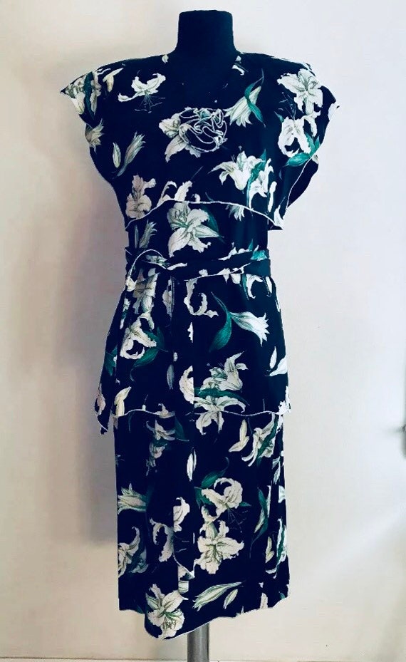Vtg 70s 80s Holly Harp / Lilly Print Skirt Set