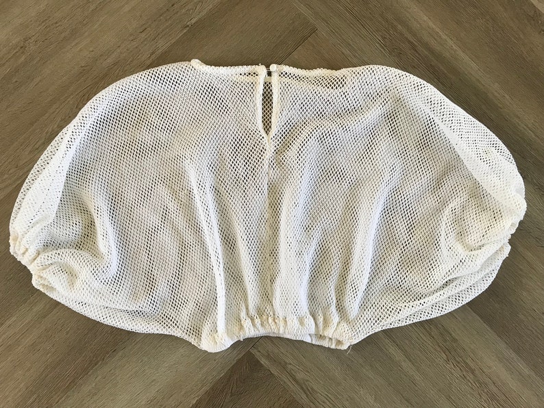 Vtg Crop Fishnet Oversized White Mesh Blouse image 7