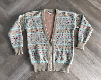 Vtg Esprit Teen Cardigan Zipper Sweater