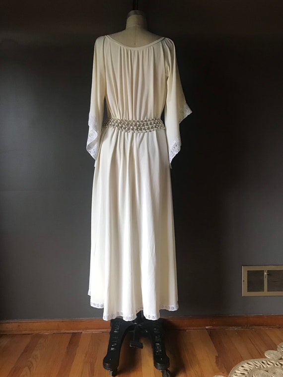 Vtg 70s Miss Elaine Hostess Dress / Angel Sleeve … - image 5