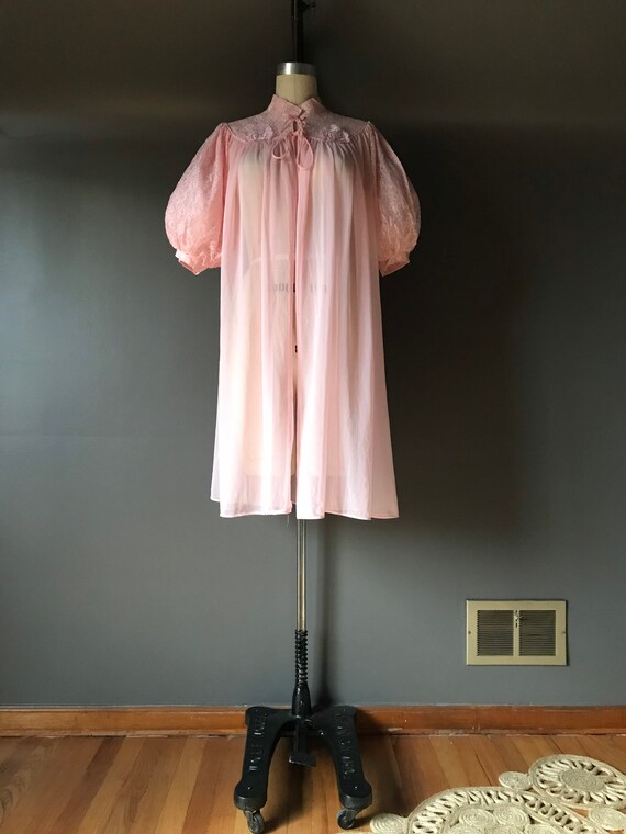 Vtg 60s Bed Jacket / Slip Robe / Nightgown - image 2