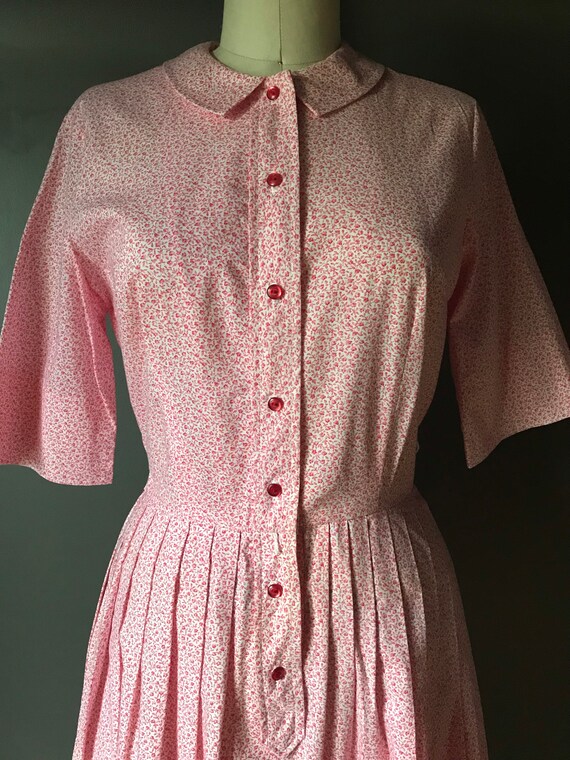 Vtg 60s Cos Cob Micro Rose Print Day Dress - image 4