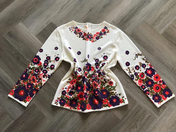 Vtg 60s Mod Floral Long Sleeve Stylecraft Blouse