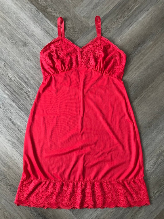 Vtg 60s Red Slip Dress - image 8