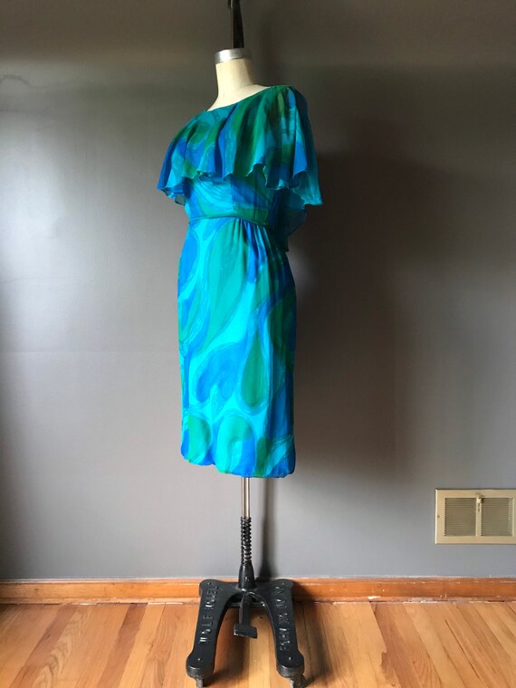 Vtg 60s Cape Party Dress - image 7