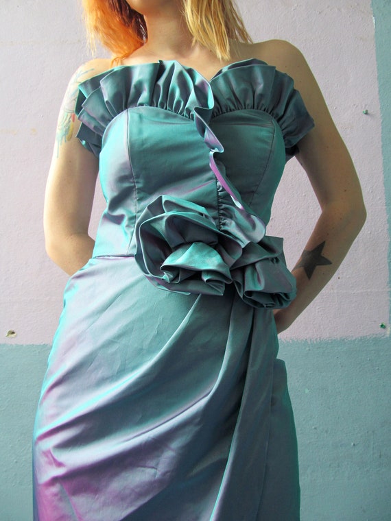 Vtg 90s Iridescent Cocktail Dress - image 6