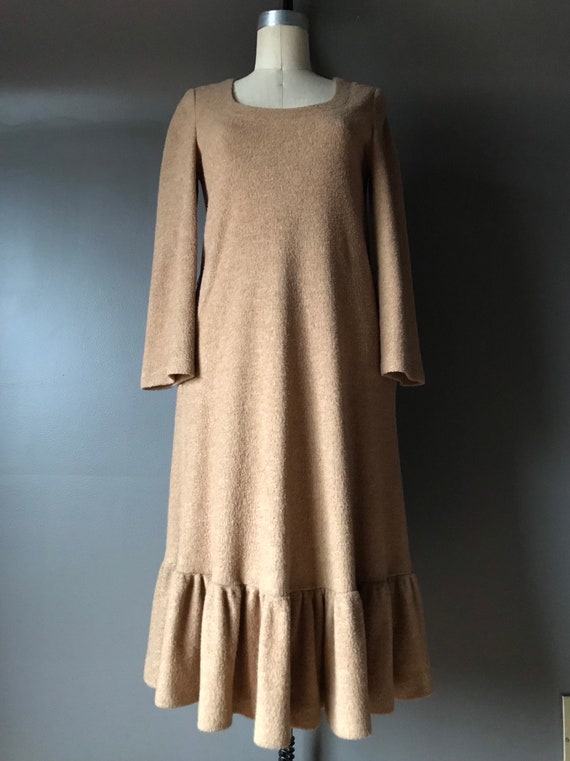 Vtg 70s 80s Long Sleeve Dress / Ruffle Hem - image 7