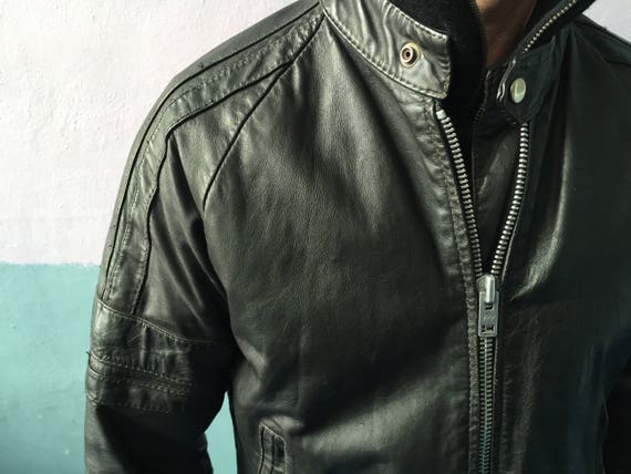 Vtg Black Leather / Cafe Racer Style Jacket - image 5