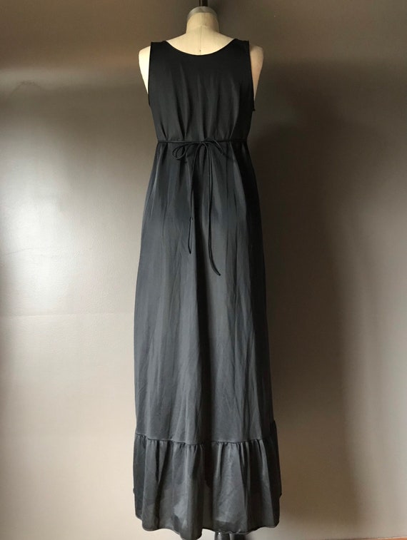 Vtg 60s 70s Black Peignoir Slip Dress Set - image 5