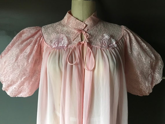 Vtg 60s Bed Jacket / Slip Robe / Nightgown - image 1