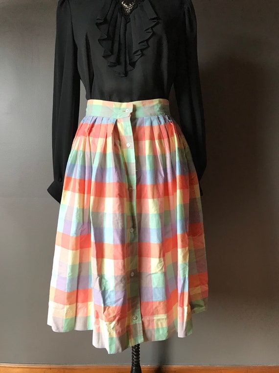 Vtg 50s 60s Pleated Pastel Skirt