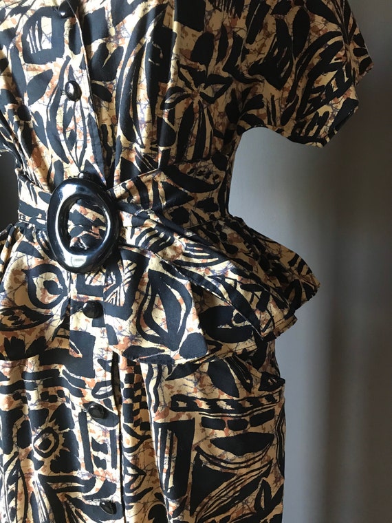 Vtg 80’s Fun Peplum Dress / Retro Safari