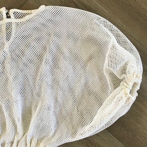 Vtg Crop Fishnet Oversized White Mesh Blouse image 3