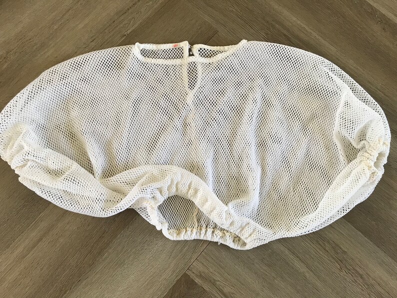 Vtg Crop Fishnet Oversized White Mesh Blouse image 5