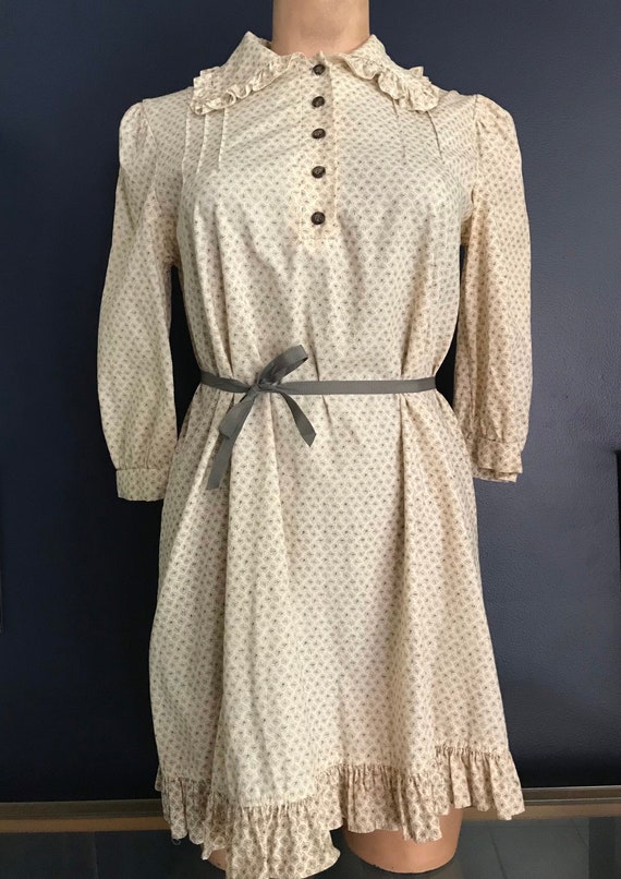 Vtg 70s Prairie Mini Dress