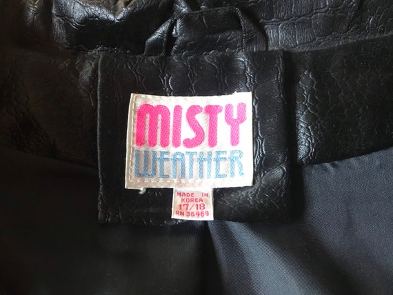 Vtg 80s Misty Weather Black Croc Trench Raincoat … - image 8