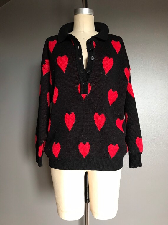 Vtg 80s 90s Heart Sweater / Pullover Knitwear - image 1