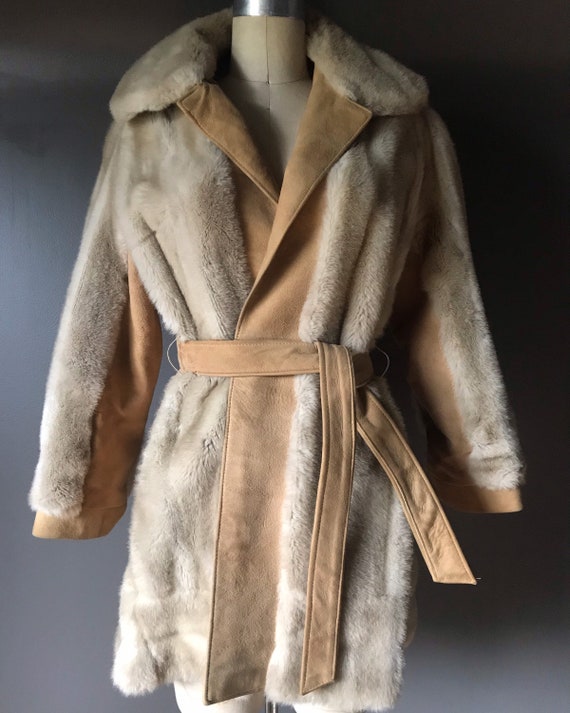 Vtg 70s London Leathers by Lilli Ann Faux Fur Wra… - image 9