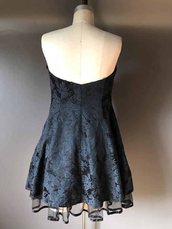 Vtg 90s Black Brocade Party Dress - image 4