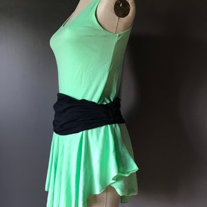 Vtg 80s Rounded Hem Skater Dress / Lets Get Physical / Neon Green / AMilano image 4