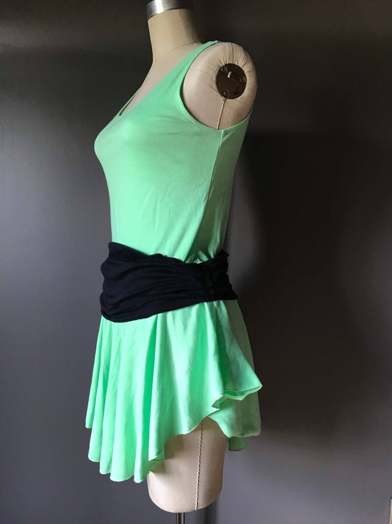 Vtg 80s Rounded Hem Skater Dress / Lets Get Physical / Neon Green / AMilano image 4