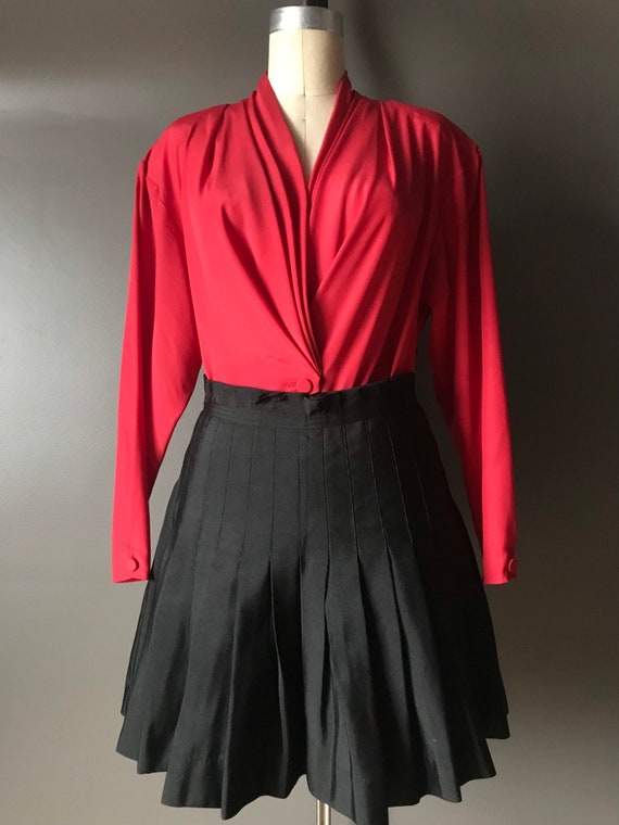 Vtg 80s Red Silky Blouse - image 2