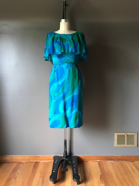 Vtg 60s Cape Party Dress - image 2