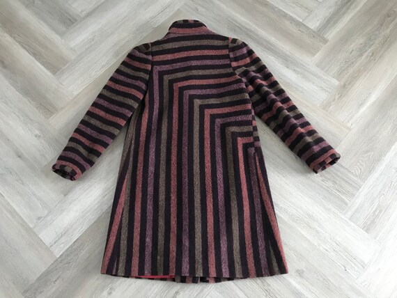 Vtg 80s Striped Wool Coat - image 8