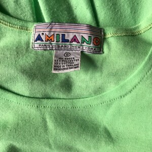 Vtg 80s Rounded Hem Skater Dress / Lets Get Physical / Neon Green / AMilano image 6