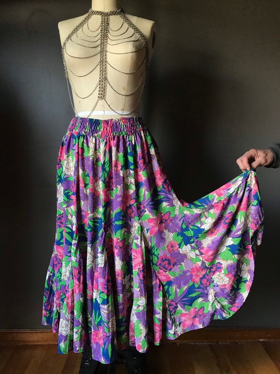 Vtg Diane Freis Georgette Full Pleated Skirt / Ba… - image 1