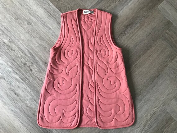 Vtg Bonwit Teller Quilted Vest / Rose - image 1