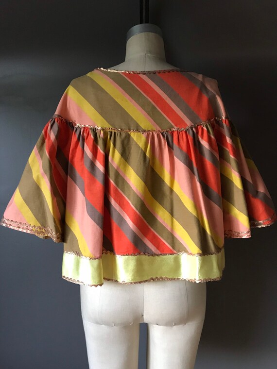 Vtg 60s 70s Striped Bell Sleeve Top - image 7