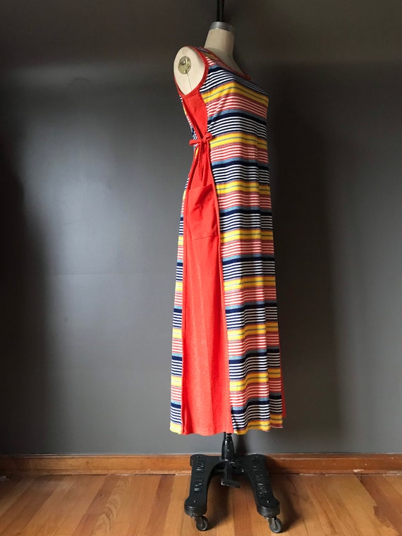 Vtg 70s Terry Cloth Sleeveless Dress