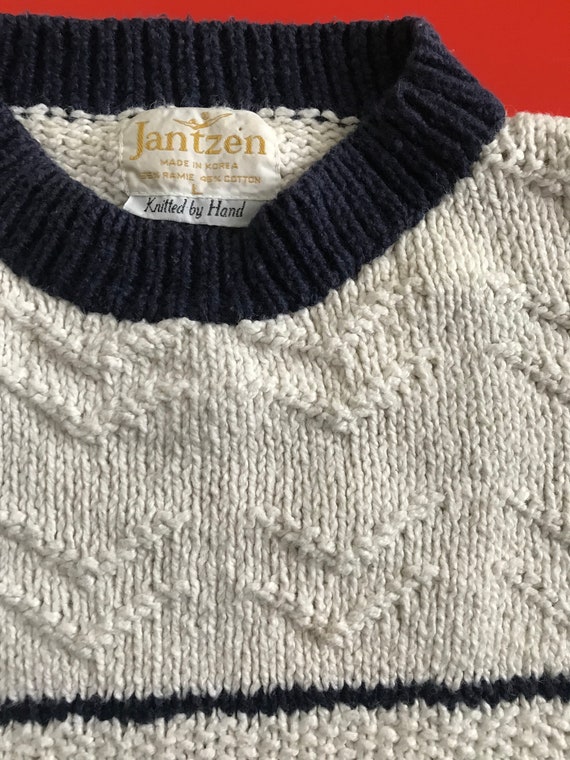 Vtg Jantzen Hand Knit Short Sleeve Sweater Top - image 4