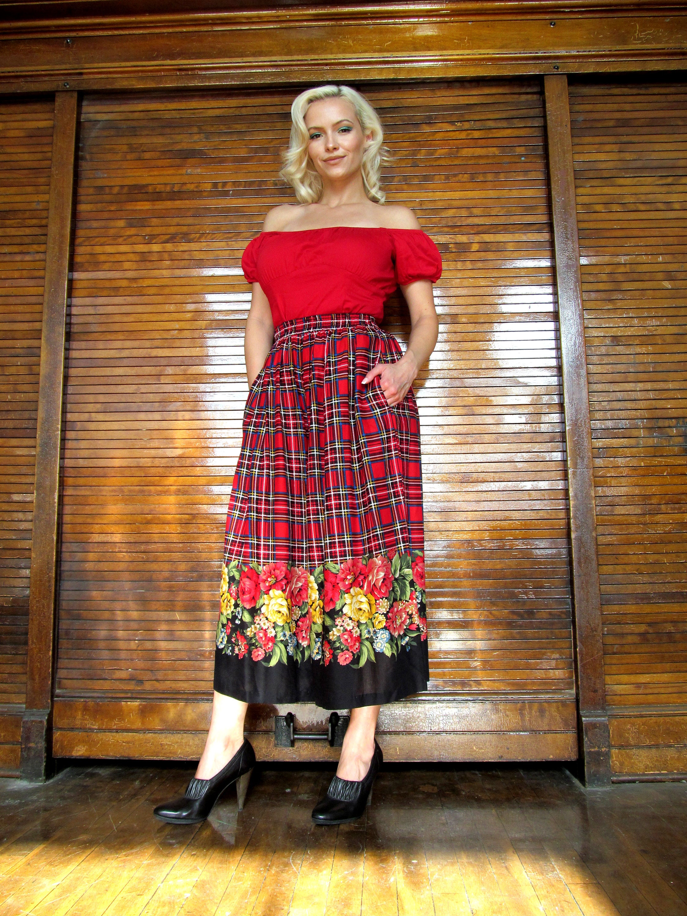 Vtg 80s 90s Plaid & Floral Wide Leg Crop Gaucho Pants - Etsy